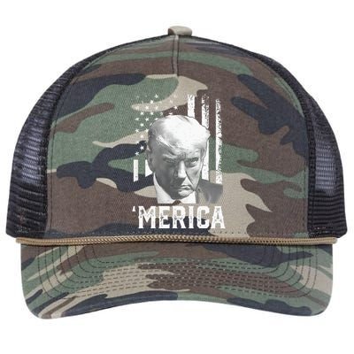 Merica Trump Happy Trump American Flag Gifts Retro Rope Trucker Hat Cap