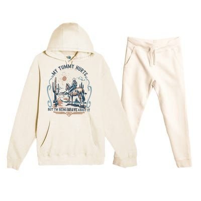 My Tummy Hurts But IM Being Brave About It Premium Hooded Sweatsuit Set