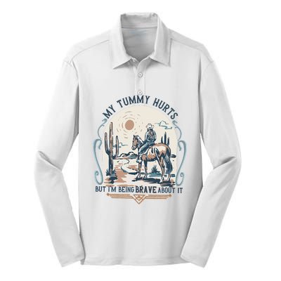 My Tummy Hurts But IM Being Brave About It Silk Touch Performance Long Sleeve Polo