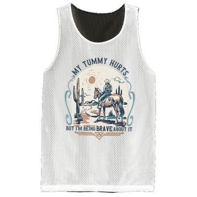 My Tummy Hurts But IM Being Brave About It Mesh Reversible Basketball Jersey Tank