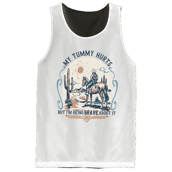 My Tummy Hurts But IM Being Brave About It Mesh Reversible Basketball Jersey Tank