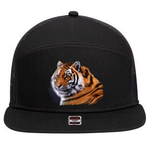 Majestic Tiger Head 7 Panel Mesh Trucker Snapback Hat