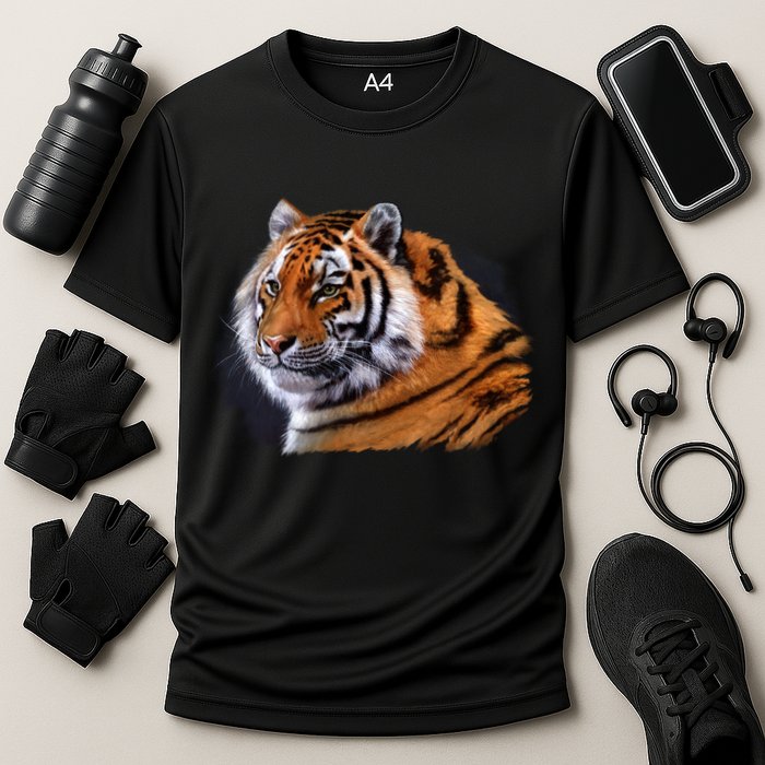 Majestic Tiger Head Cooling Performance Crew T-Shirt