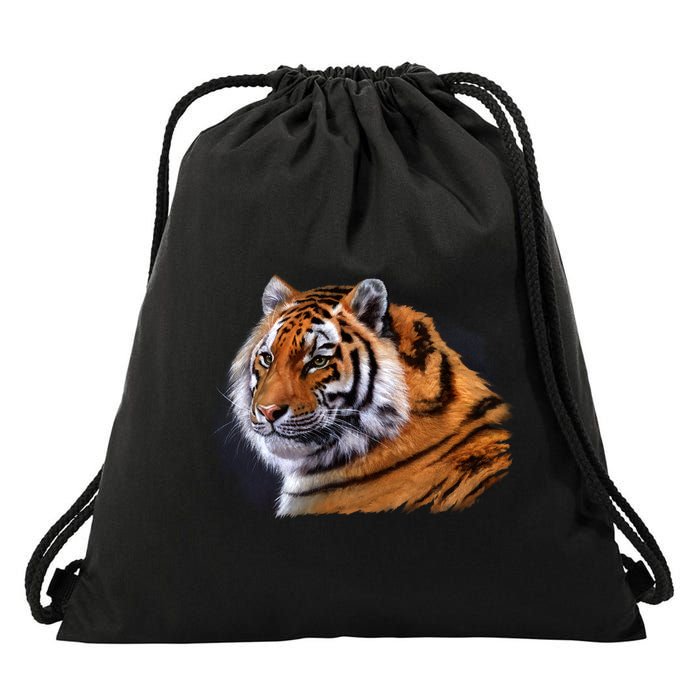 Majestic Tiger Head Drawstring Bag