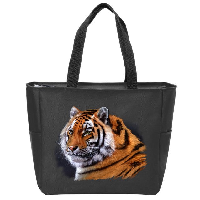 Majestic Tiger Head Zip Tote Bag