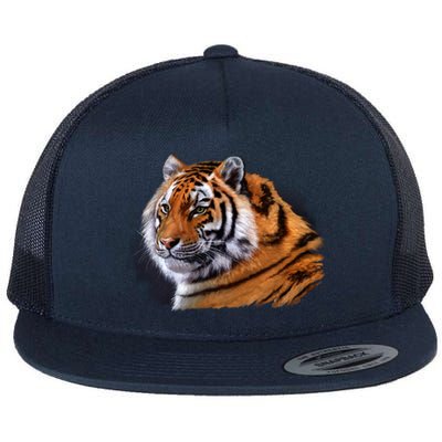 Majestic Tiger Head Flat Bill Trucker Hat