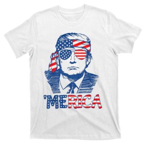 Merica Trump Happy 4th Of July Trump American Flag T-Shirt