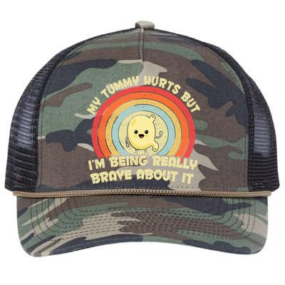 My Tummy Hurts But IM Being Really Brave About It Vintage Retro Rope Trucker Hat Cap