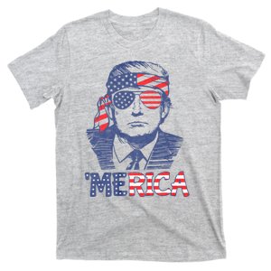 Merica Trump Happy 4th Of July Trump American Flag T-Shirt