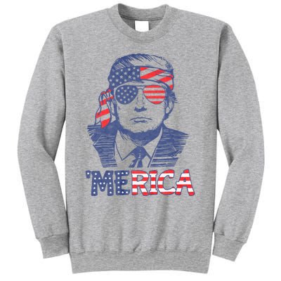 Merica Trump Happy 4th Of July Trump American Flag Sweatshirt