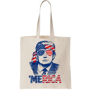 Merica Trump Happy 4th Of July Trump American Flag Tote Bag