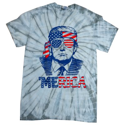 Merica Trump Happy 4th Of July Trump American Flag Tie-Dye T-Shirt