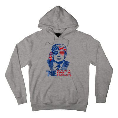 Merica Trump Happy 4th Of July Trump American Flag Tall Hoodie