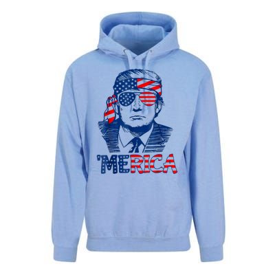 Merica Trump Happy 4th Of July Trump American Flag Unisex Surf Hoodie