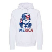 Merica Trump Happy 4th Of July Trump American Flag Premium Hoodie