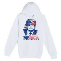 Merica Trump Happy 4th Of July Trump American Flag Premium Pullover Hoodie