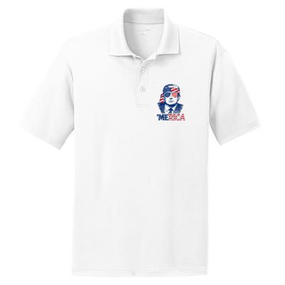 Merica Trump Happy 4th Of July Trump American Flag PosiCharge RacerMesh Polo