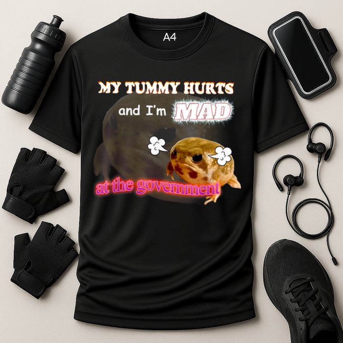 My Tummy Hurts And Im MAD At The Government Meme Cooling Performance Crew T-Shirt