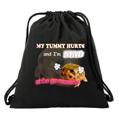 My Tummy Hurts And Im MAD At The Government Meme Drawstring Bag