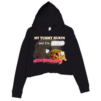 My Tummy Hurts And Im MAD At The Government Meme Crop Fleece Hoodie