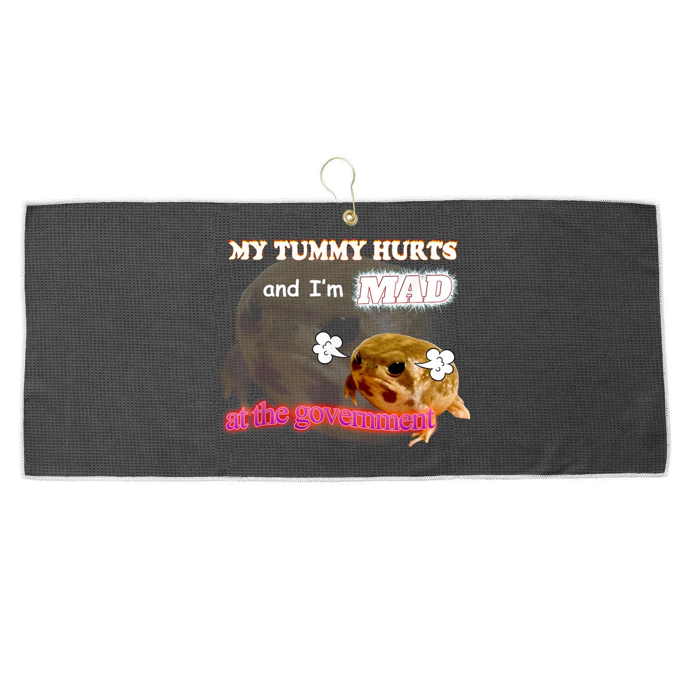 My Tummy Hurts And Im MAD At The Government Meme Large Microfiber Waffle Golf Towel
