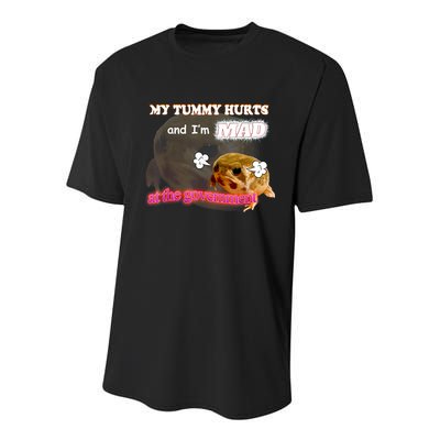 My Tummy Hurts And Im MAD At The Government Meme Youth Performance Sprint T-Shirt