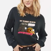 My Tummy Hurts And Im MAD At The Government Meme Cropped Pullover Crew