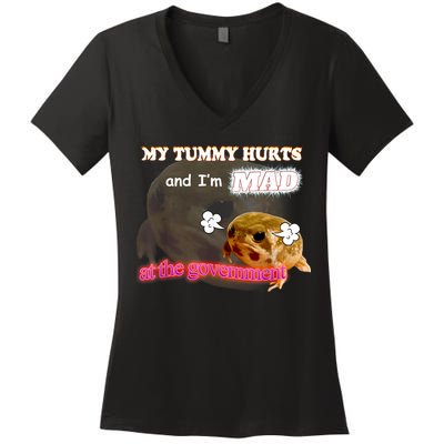 My Tummy Hurts And Im MAD At The Government Meme Women's V-Neck T-Shirt