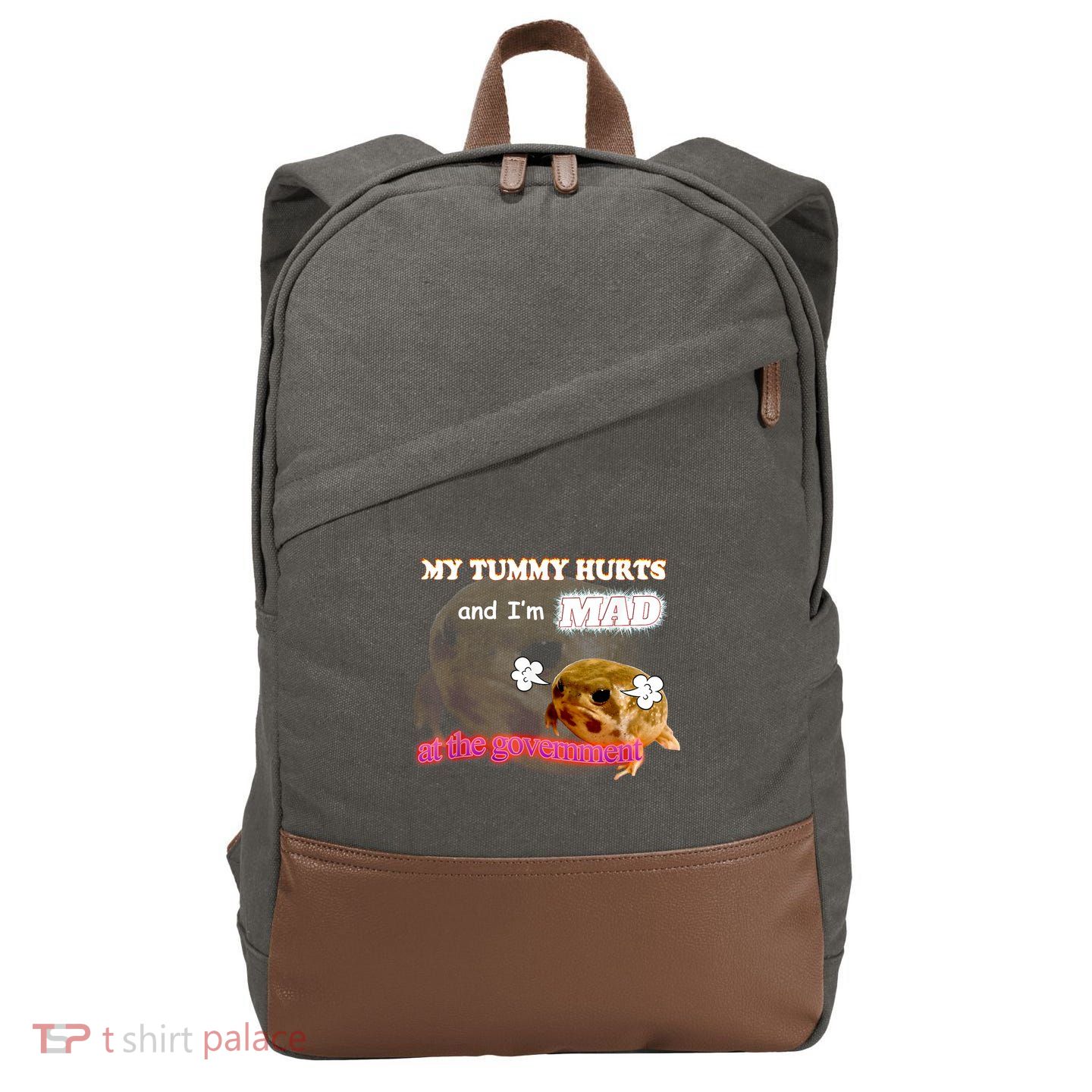 My Tummy Hurts And Im MAD At The Government Meme Cotton Canvas Backpack