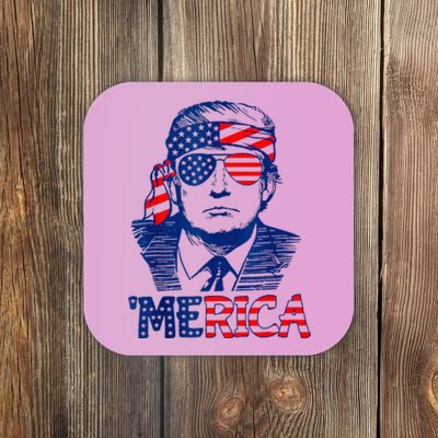 Merica Trump Happy 4th Of July Trump American Flag Coaster