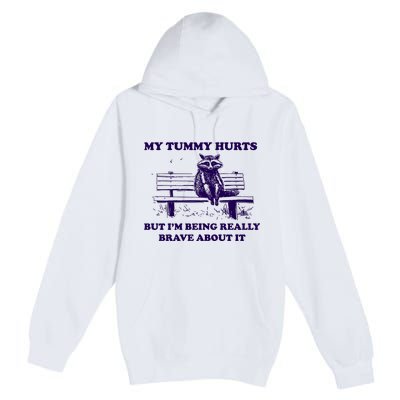 My Tummy Hurts But IM Being Really Brave About It Premium Pullover Hoodie