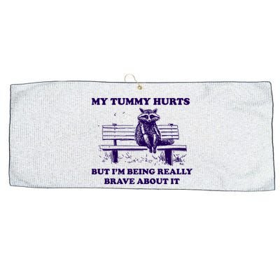 My Tummy Hurts But IM Being Really Brave About It Large Microfiber Waffle Golf Towel