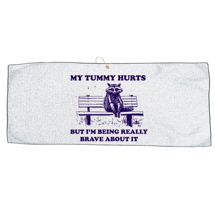 My Tummy Hurts But IM Being Really Brave About It Large Microfiber Waffle Golf Towel