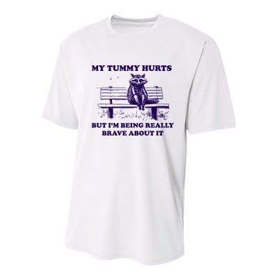 My Tummy Hurts But IM Being Really Brave About It Youth Performance Sprint T-Shirt