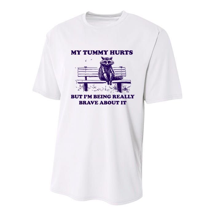 My Tummy Hurts But IM Being Really Brave About It Youth Performance Sprint T-Shirt