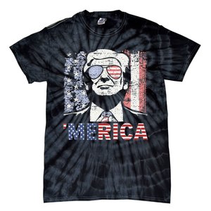 Merica Trump Happy 4th Of July Trump American Flag Tie-Dye T-Shirt