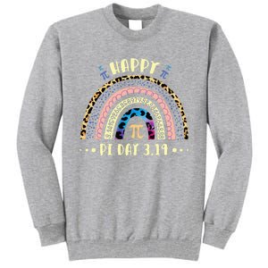 Math Teacher Happy Pi Day Mathematic Leopard Rainbow 3.14 Tall Sweatshirt