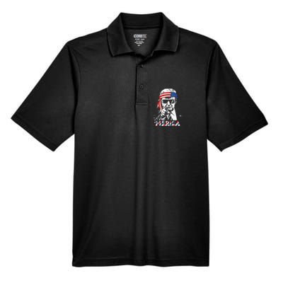 Merica Trump Happy 4th Of July Trump Men's Origin Performance Pique Polo