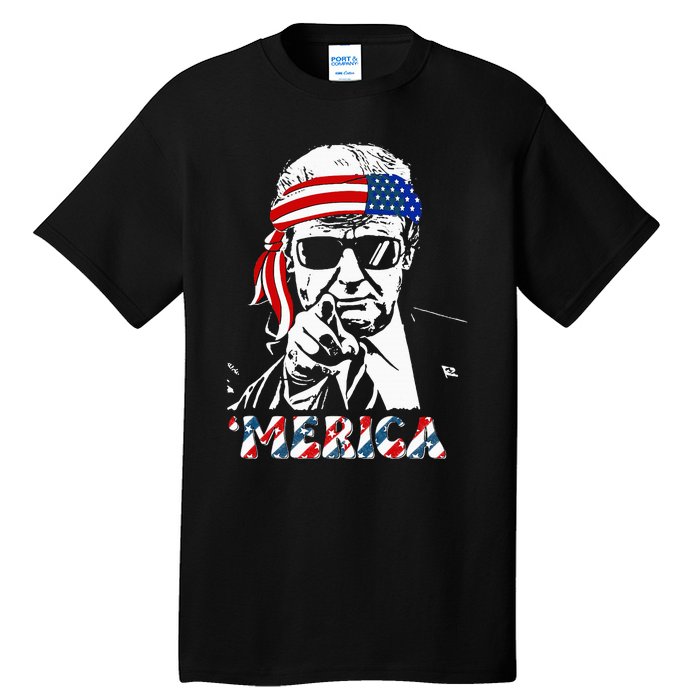 Merica Trump Happy 4th Of July Trump Tall T-Shirt