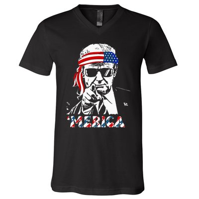 Merica Trump Happy 4th Of July Trump V-Neck T-Shirt