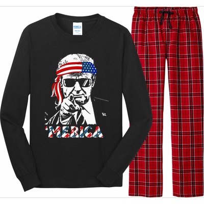 Merica Trump Happy 4th Of July Trump Long Sleeve Pajama Set