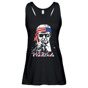 Merica Trump Happy 4th Of July Trump Ladies Essential Flowy Tank