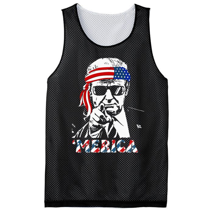 Merica Trump Happy 4th Of July Trump Mesh Reversible Basketball Jersey Tank