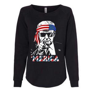 Merica Trump Happy 4th Of July Trump Womens California Wash Sweatshirt