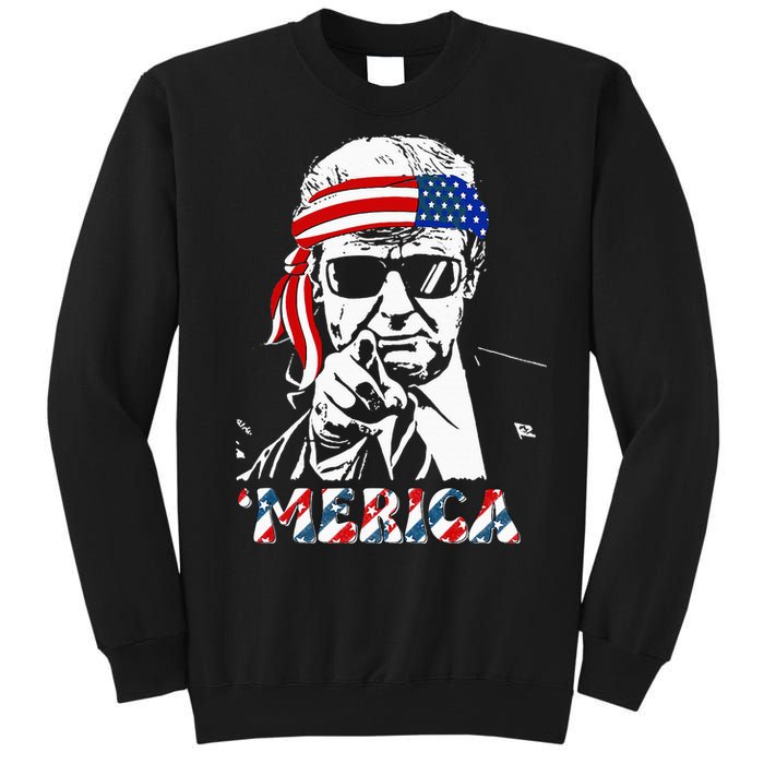 Merica Trump Happy 4th Of July Trump Tall Sweatshirt