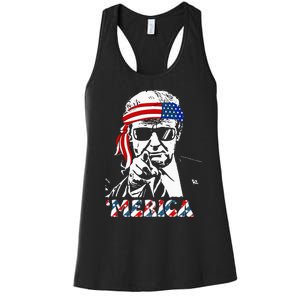 Merica Trump Happy 4th Of July Trump Women's Racerback Tank