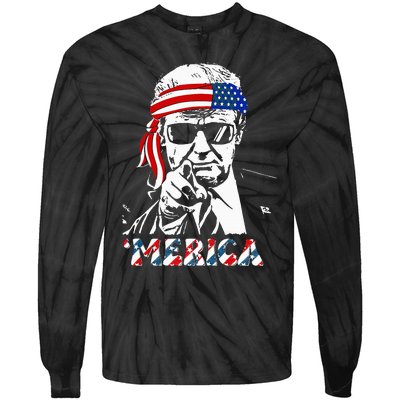 Merica Trump Happy 4th Of July Trump Tie-Dye Long Sleeve Shirt