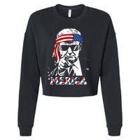 Merica Trump Happy 4th Of July Trump Cropped Pullover Crew