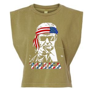 Merica Trump Happy 4th Of July Trump Garment-Dyed Women's Muscle Tee