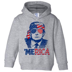 Merica Trump Happy 4th Of July Trump American Flag Fun Toddler Hoodie